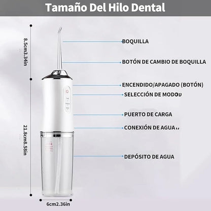 Aqua Clean - Irrigador Oral Impermeable Recargable Limpieza Dental Portátil con 3 Modos y Uso Doméstico