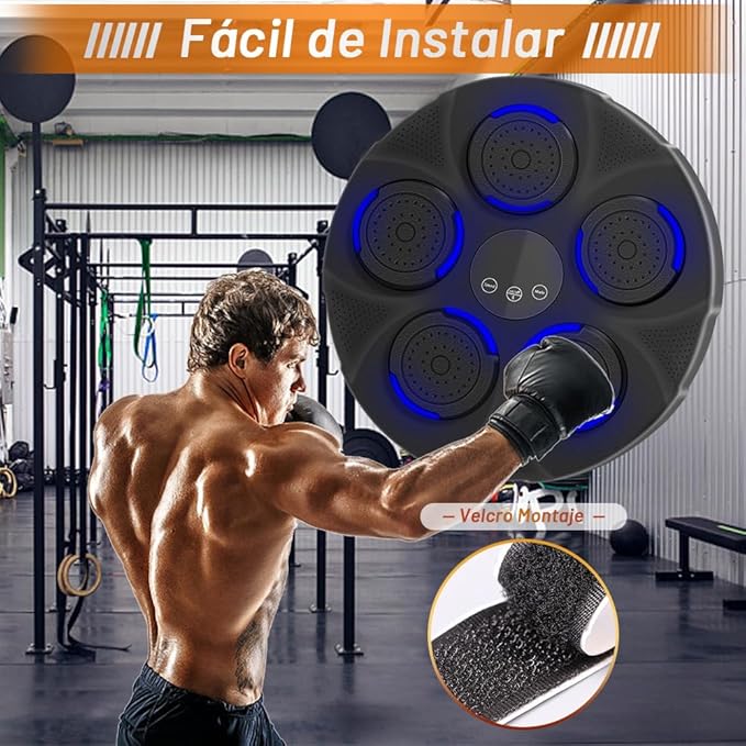 PowerStrike - Máquina de Boxeo Inteligente con Luces LED, Conectividad Bluetooth y Velocidad Ajustable para Entrenamiento en Casa